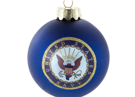 U.S. Navy glass ball Christmas ornament featuring the official United States Navy seal
