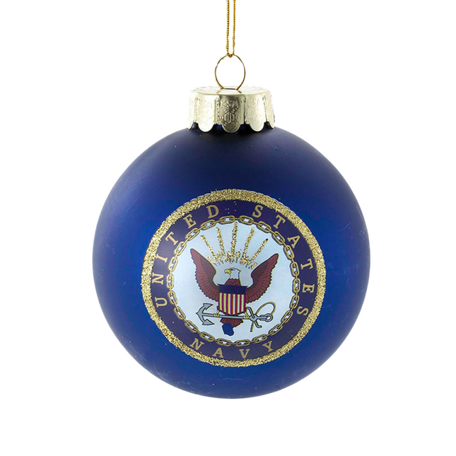 U.S. Navy glass ball Christmas ornament featuring the official United States Navy seal