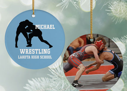 decorative personalized wrestling team photo christmas ornament – Christmas ornament, holiday tree decoration or gift