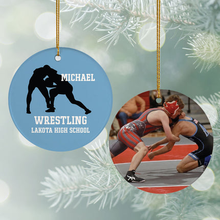 decorative personalized wrestling team photo christmas ornament – Christmas ornament, holiday tree decoration or gift