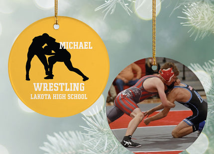 keepsake personalized wrestling team photo christmas ornament – Christmas ornament, holiday tree decoration or gift