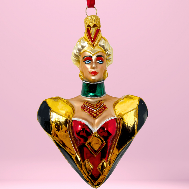 Queen of Hearts Glass Ornament