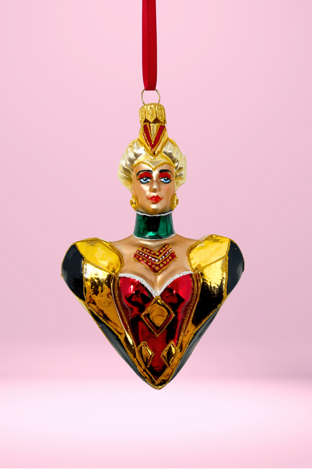 Queen of Hearts Glass Ornament