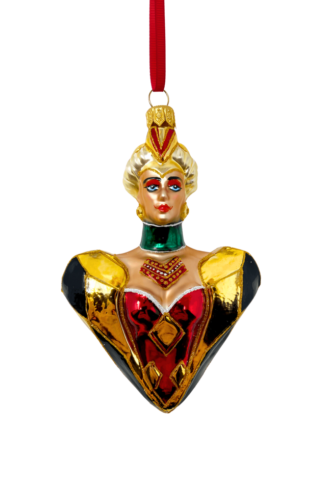 Queen of Hearts Glass Ornament