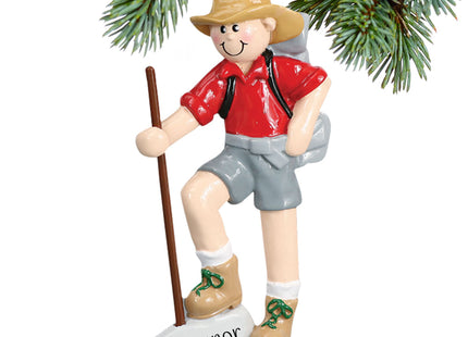 custom personalized male hiker with walking stick christmas ornament – Christmas ornament, holiday tree decoration or gift