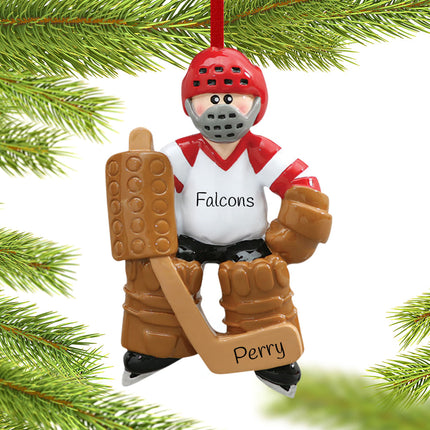 holiday personalized hockey goalie in full equipment christmas ornament – Christmas ornament, holiday tree decoration or gift
