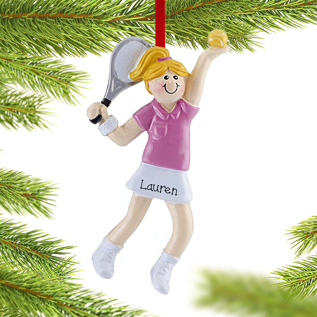 personalized personalized tennis girl serving an ace christmas ornament – Christmas ornament, holiday tree decoration or gift
