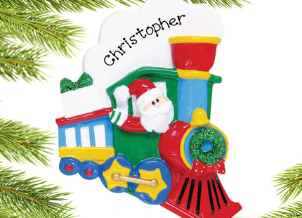 custom personalized santa train christmas ornament – Christmas ornament, holiday tree decoration or gift