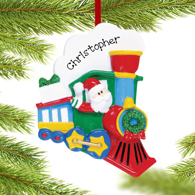 custom personalized santa train christmas ornament – Christmas ornament, holiday tree decoration or gift