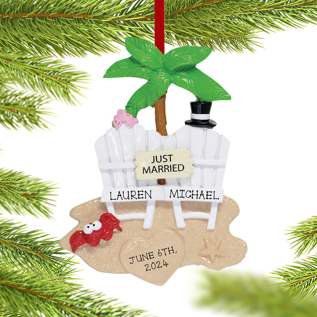 Beach Wedding Personalized Ornament
