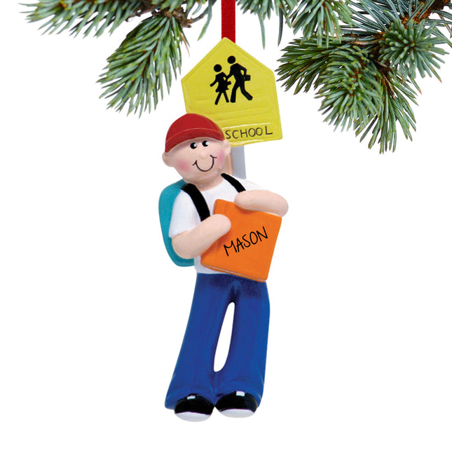 custom personalized school boy christmas ornament – Christmas ornament, holiday tree decoration or gift