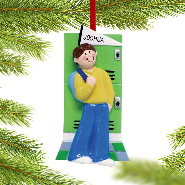 Teen Boy or Girl at Their Locker Personalized Ornament