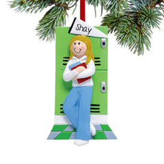 decorative personalized teen boy at his locker christmas ornament – Christmas ornament, holiday tree decoration or gift