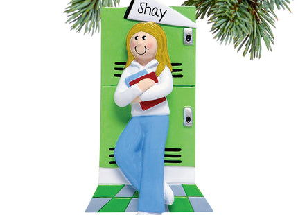 decorative personalized teen boy at his locker christmas ornament – Christmas ornament, holiday tree decoration or gift