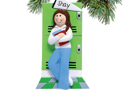 custom personalized teen girl at her locker christmas ornament – Christmas ornament, holiday tree decoration or gift
