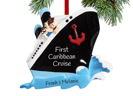 keepsake personalized couple on a cruise ship christmas ornament – Christmas ornament, holiday tree decoration or gift
