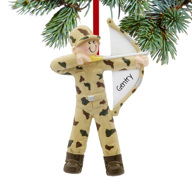 decorative personalized bow and arrow hunter christmas ornament – Christmas ornament, holiday tree decoration or gift