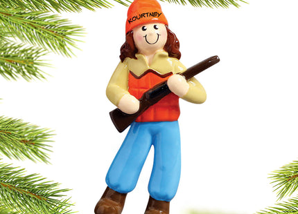 personalized personalized female hunter wearing orange vest christmas ornament – Christmas ornament, holiday tree decoration 