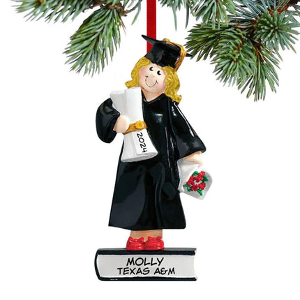 Graduate Standing On Books Personalized Ornament - Boy or Girl Figurine