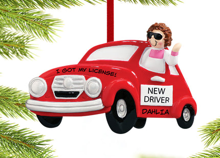 custom personalized new driver girl christmas ornament – Christmas ornament, holiday tree decoration or gift
