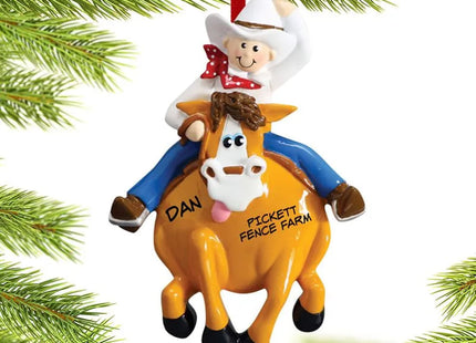 engraved personalized cowboy on a horse christmas ornament – Christmas ornament, holiday tree decoration or gift