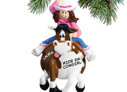 keepsake personalized cowgirl on a horse christmas ornament – Christmas ornament, holiday tree decoration or gift