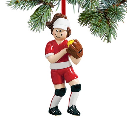 custom personalized softball girl with ball in glove christmas ornament – Christmas ornament, holiday tree decoration or gift