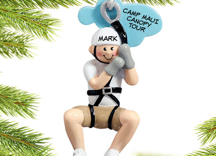 custom personalized zipline female christmas ornament – Christmas ornament, holiday tree decoration or gift