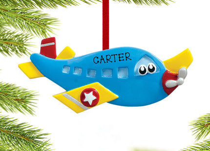 decorative personalized airplane with eyes christmas ornament – Christmas ornament, holiday tree decoration or gift