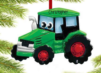 engraved personalized tractor with eyes christmas ornament – Christmas ornament, holiday tree decoration or gift