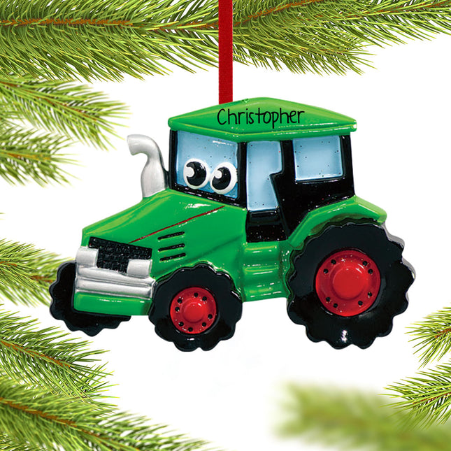 engraved personalized tractor with eyes christmas ornament – Christmas ornament, holiday tree decoration or gift