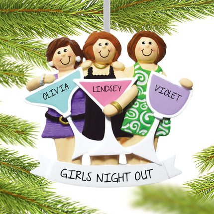 Girls Night Out Personalized Ornament - Single, Two or Three Friends