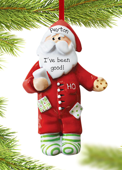 Santa in Pajamas with Milk & Cookie Ornament  by RUDOLPH AND ME Ornament