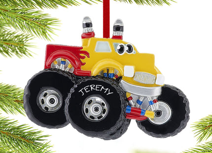 custom personalized monster truck with eyes christmas ornament – Christmas ornament, holiday tree decoration or gift