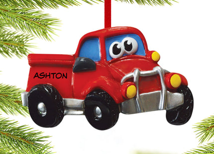 engraved personalized pickup truck with eyes christmas ornament – Christmas ornament, holiday tree decoration or gift