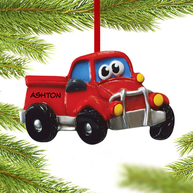 engraved personalized pickup truck with eyes christmas ornament – Christmas ornament, holiday tree decoration or gift