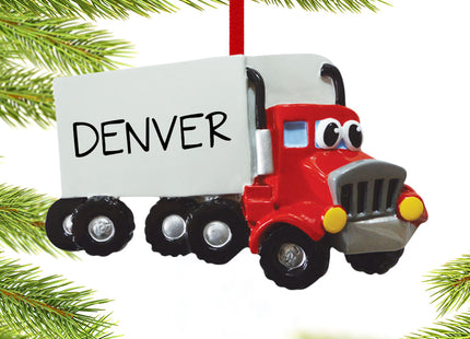 keepsake personalized semi truck with eyes christmas ornament – Christmas ornament, holiday tree decoration or gift