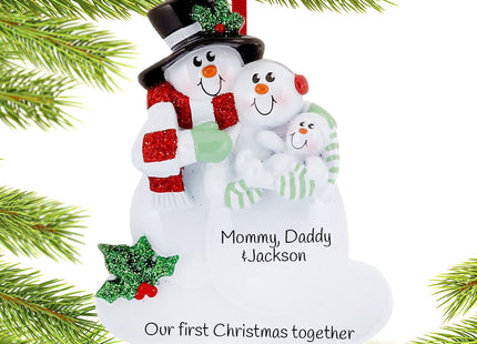 custom personalized new family first christmas ornament – Christmas ornament, holiday tree decoration or gift