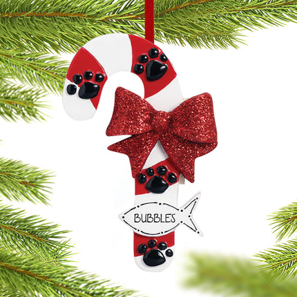 decorative personalized cat candy cane with fish christmas ornament – Christmas ornament, holiday tree decoration or gift