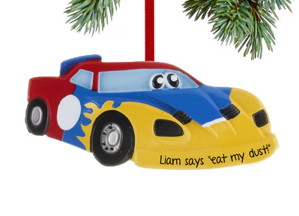 custom personalized race car with eyes christmas ornament – Christmas ornament, holiday tree decoration or gift