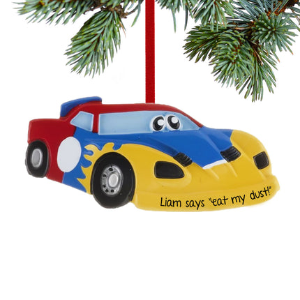 custom personalized race car with eyes christmas ornament – Christmas ornament, holiday tree decoration or gift