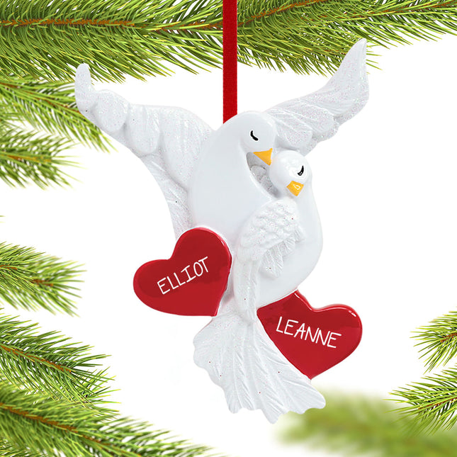 engraved personalized love doves couple christmas ornament – Christmas ornament, holiday tree decoration or gift