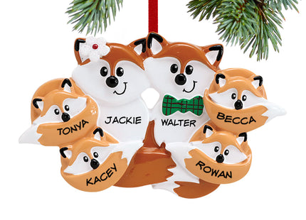 personalized personalized fox family of 6 christmas ornament – Christmas ornament, holiday tree decoration or gift
