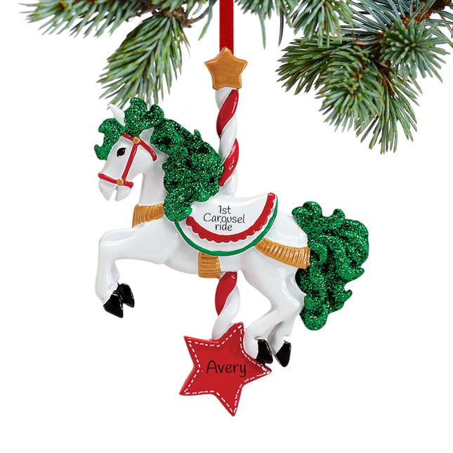 keepsake personalized carousel horse christmas ornament – Christmas ornament, holiday tree decoration or gift