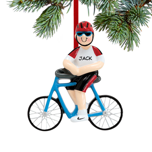personalized personalized cyclist boy christmas ornament – Christmas ornament, holiday tree decoration or gift