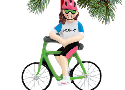 custom personalized cyclist girl christmas ornament – Christmas ornament, holiday tree decoration or gift