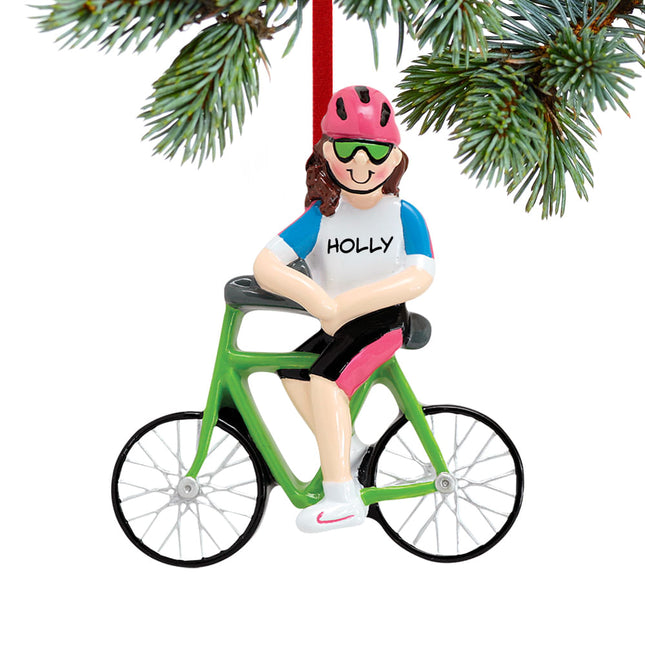 custom personalized cyclist girl christmas ornament – Christmas ornament, holiday tree decoration or gift