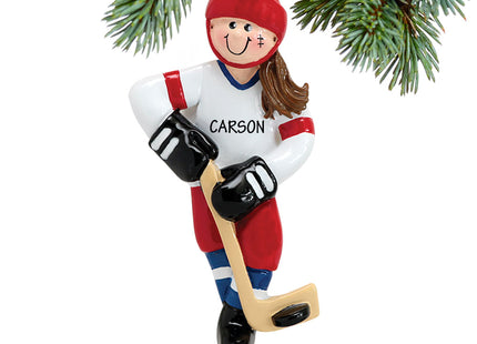 engraved personalized hockey girl christmas ornament – Christmas ornament, holiday tree decoration or gift