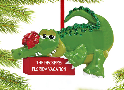 keepsake personalized green alligator christmas ornament – Christmas ornament, holiday tree decoration or gift