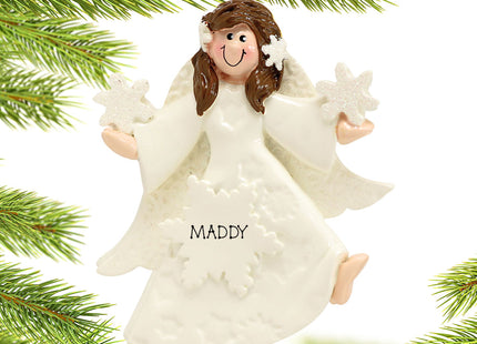 custom personalized glitter snowflake angel christmas ornament – Christmas ornament, holiday tree decoration or gift